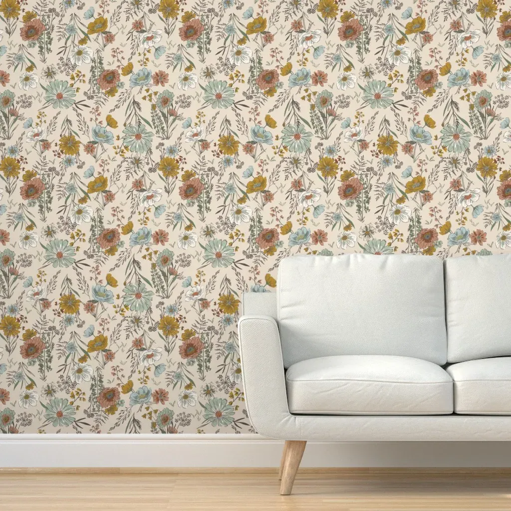 Fancy That Wispy Wildflowers Peel and Stick Wallpaper - Cream product