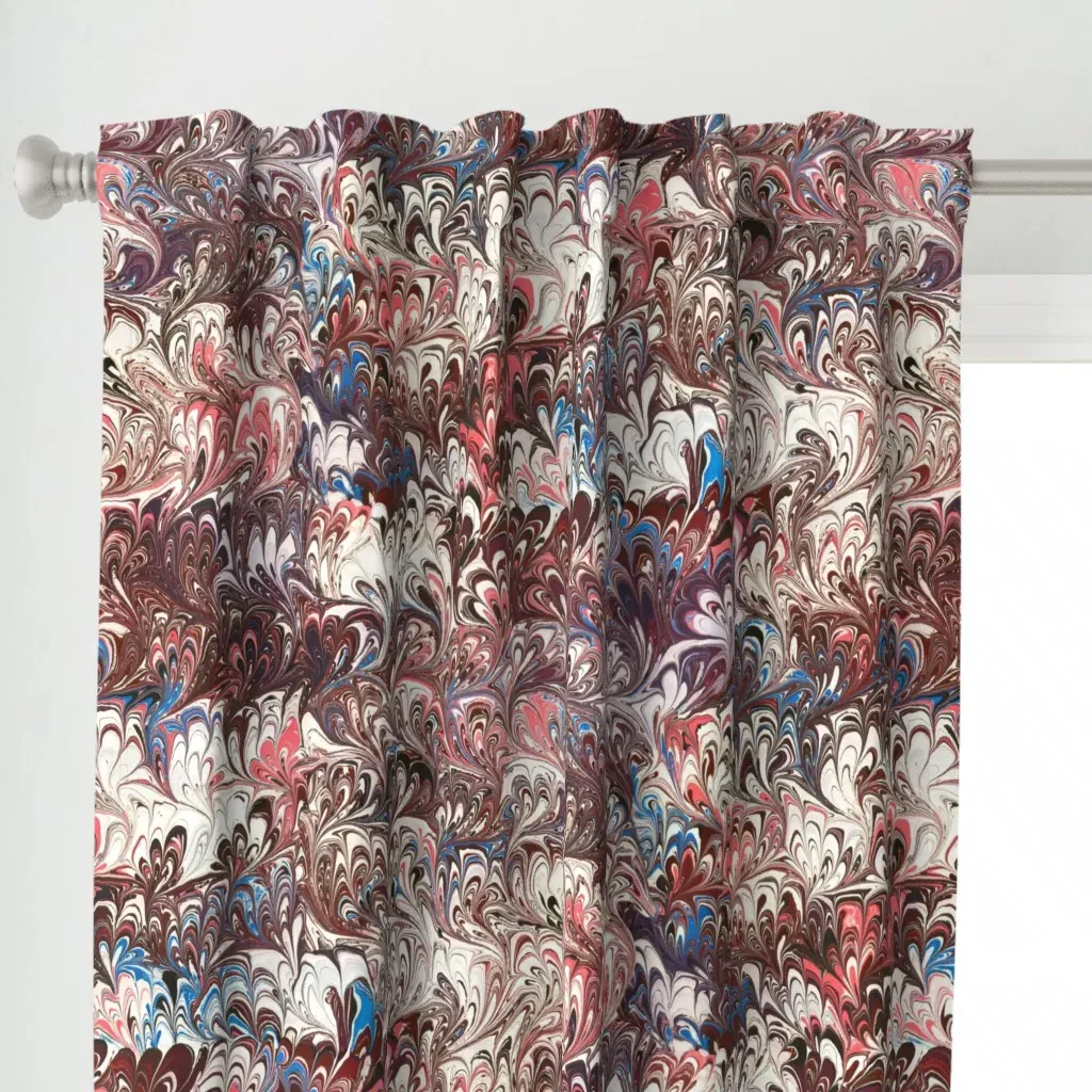 Fanfare In Maroon Coral Curtain Panel - Dark Brown alternate view