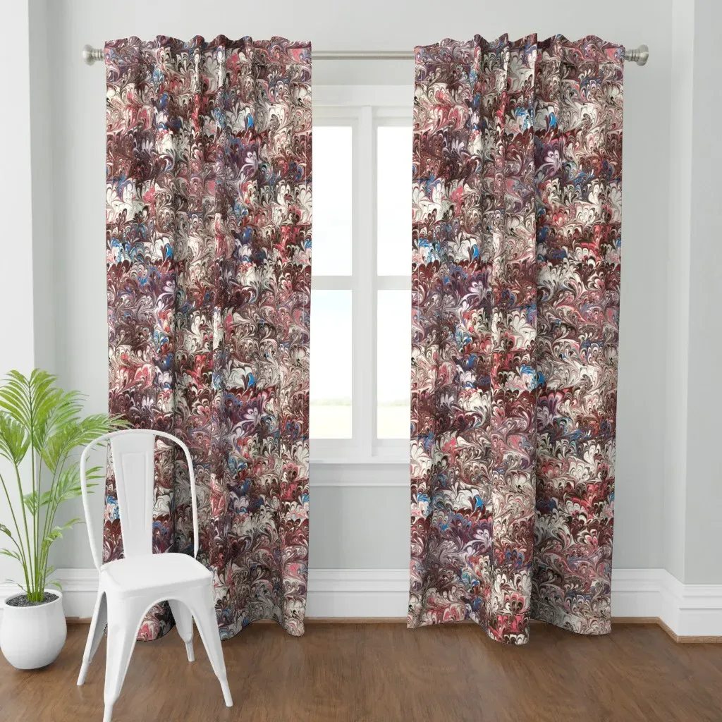 Fanfare In Maroon Coral Curtain Panel - Dark Brown product
