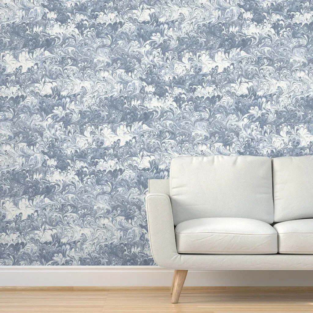 Fanfare Peel and Stick Wallpaper - Indigo, Cream product