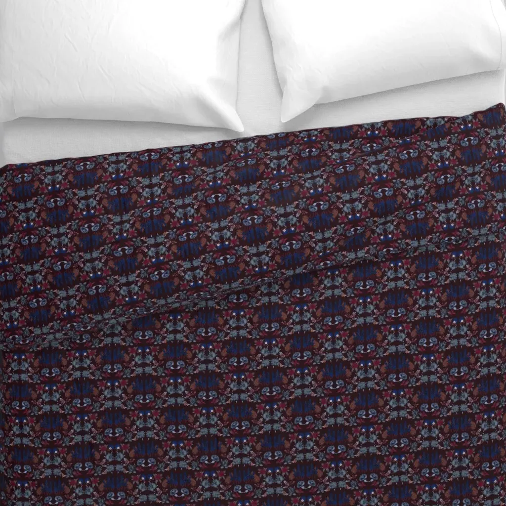 Fantasy Florals Small Duvet Cover - Dark Blue alternate view
