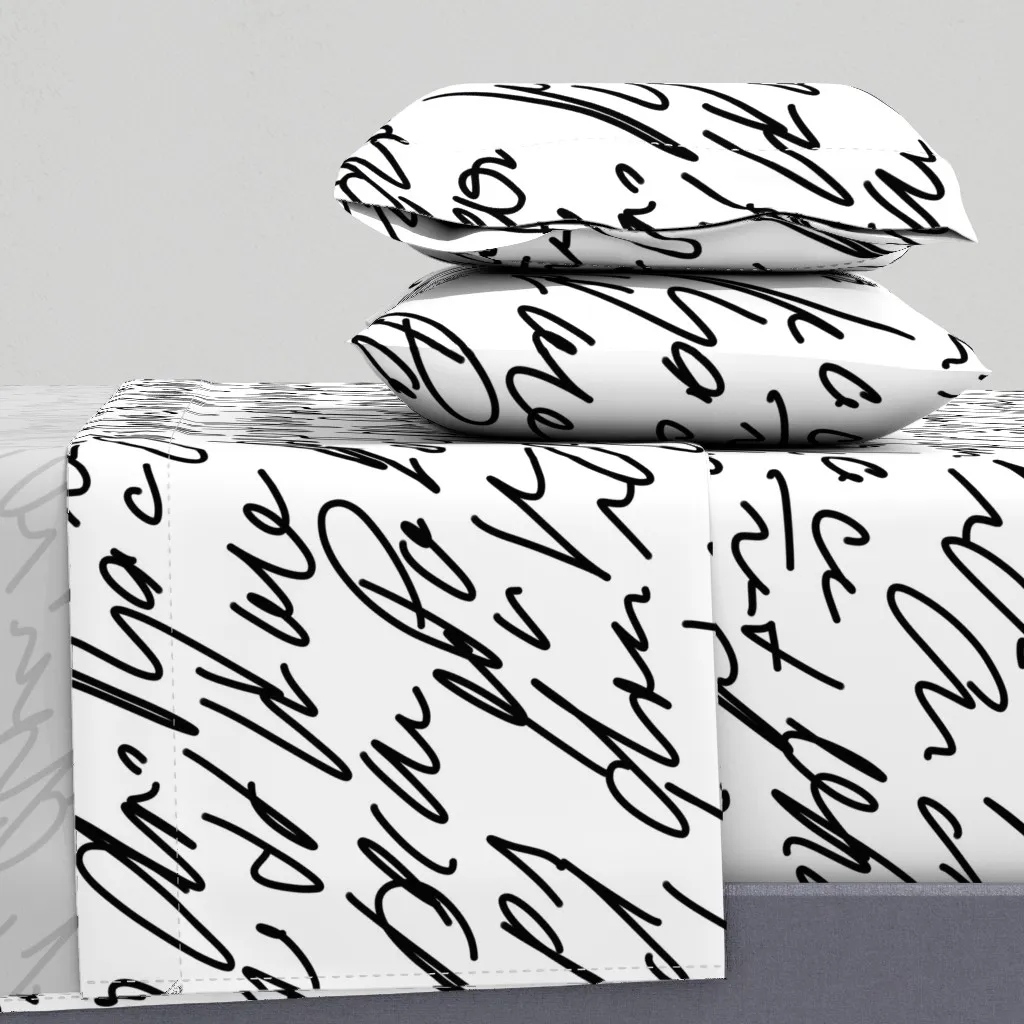 Fantasy Handwriting King Size Sheet Set - Black product