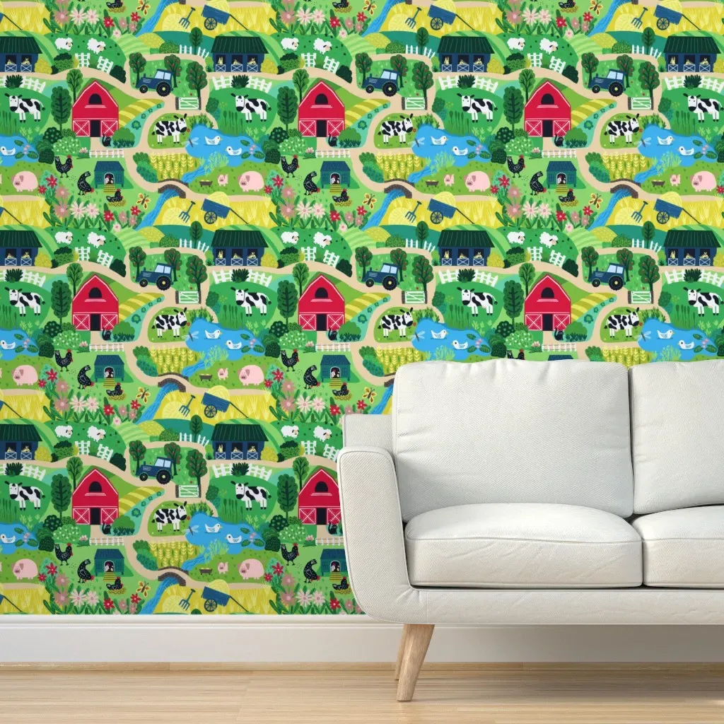 Farm Fun I Spy Playmat Peel and Stick Wallpaper - Green product