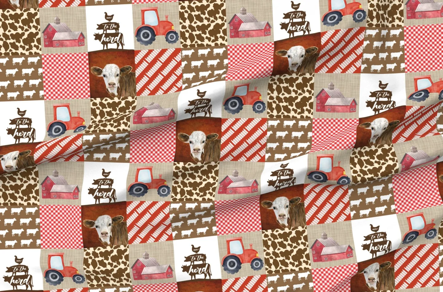 Farm Quilt Layout Pique Fabric - Red product