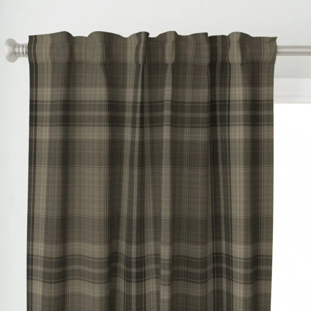 Farmer Brown's Plaid Curtain Panel - Dark Brown alternate view
