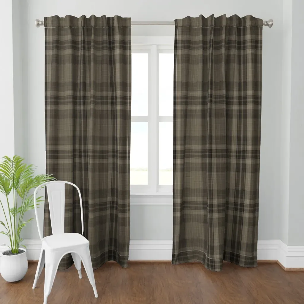 Farmer Brown's Plaid Curtain Panel - Dark Brown product