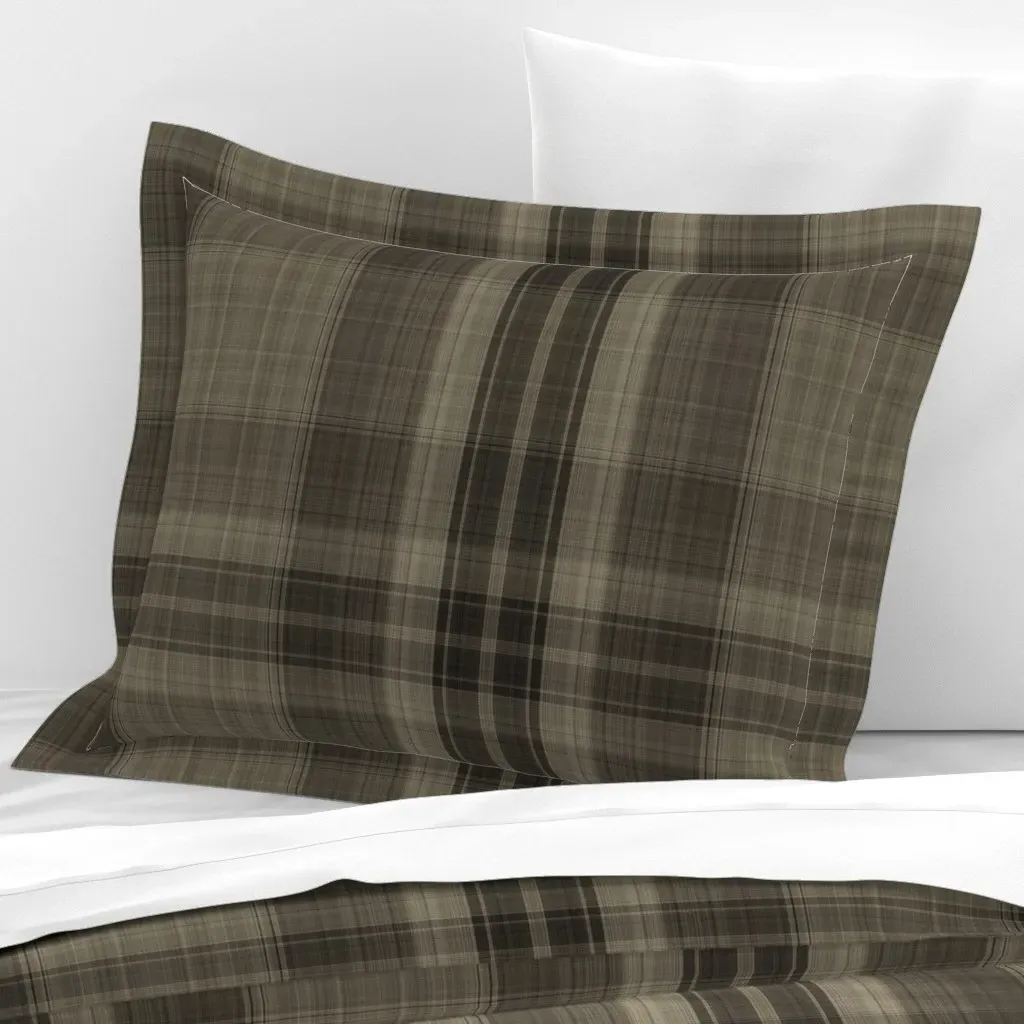Farmer Brown's Plaid Shirt Standard Flanged Pillow Sham - Dark Brown, Cotton Sateen product