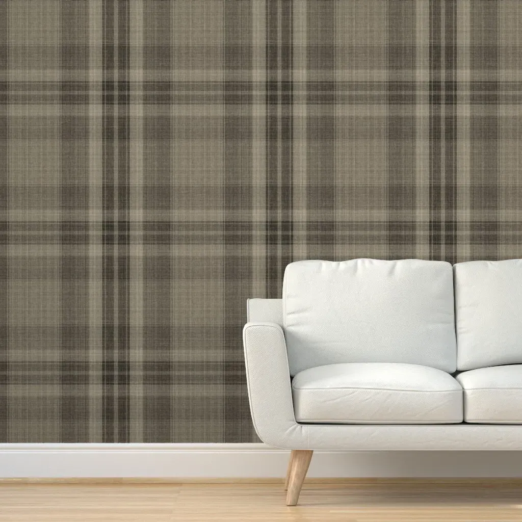 Farmer Brown's Plaid Shirt Textured Peel and Stick Wallpaper - Taupe product
