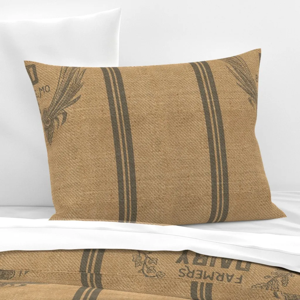 Farmers Dairy Farmhouse Faux Burlap Feed Sack Standard Pillow - Beige, Cotton Sateen product