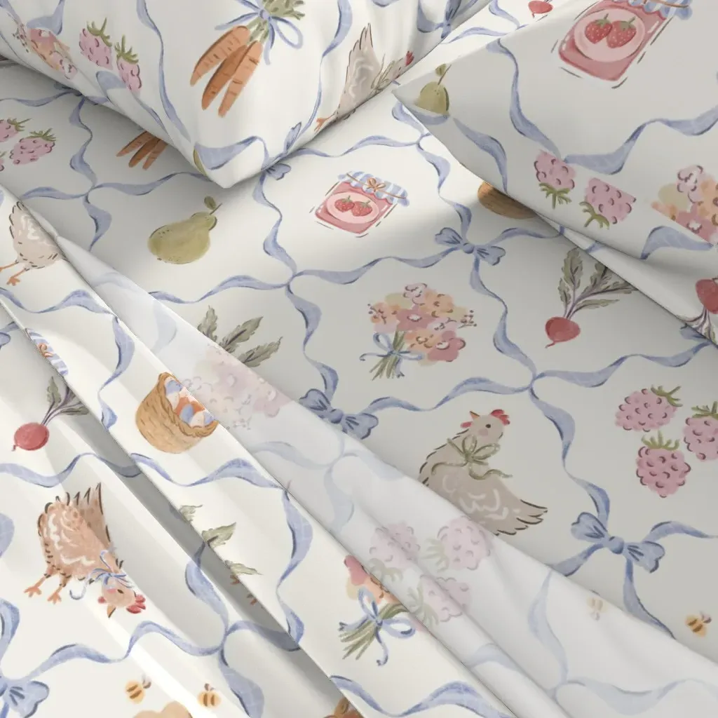 Farmers Market Ribbon Lattice Twin Sheet Set - Beige alternate view