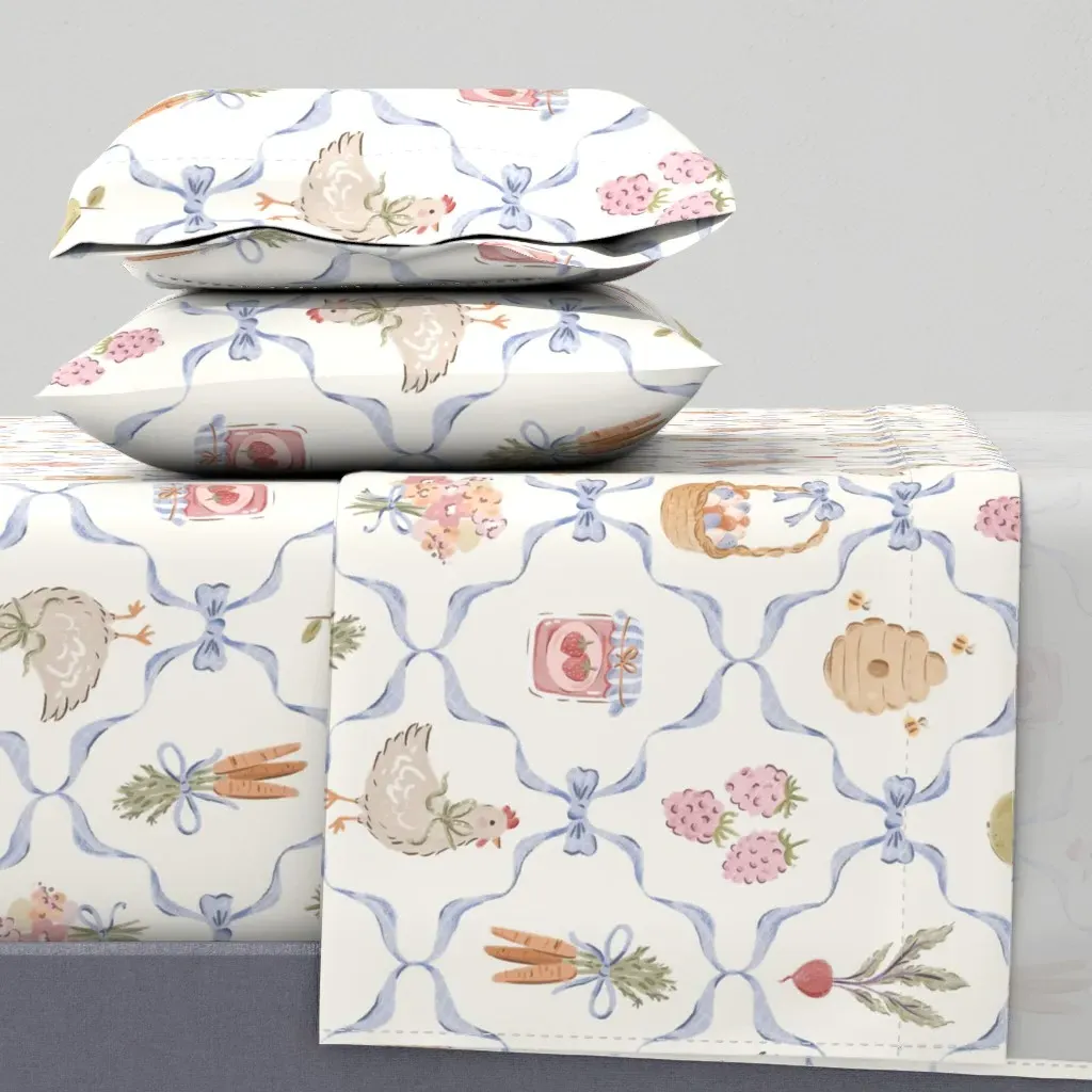 Farmers Market Ribbon Lattice Twin Sheet Set - Beige product