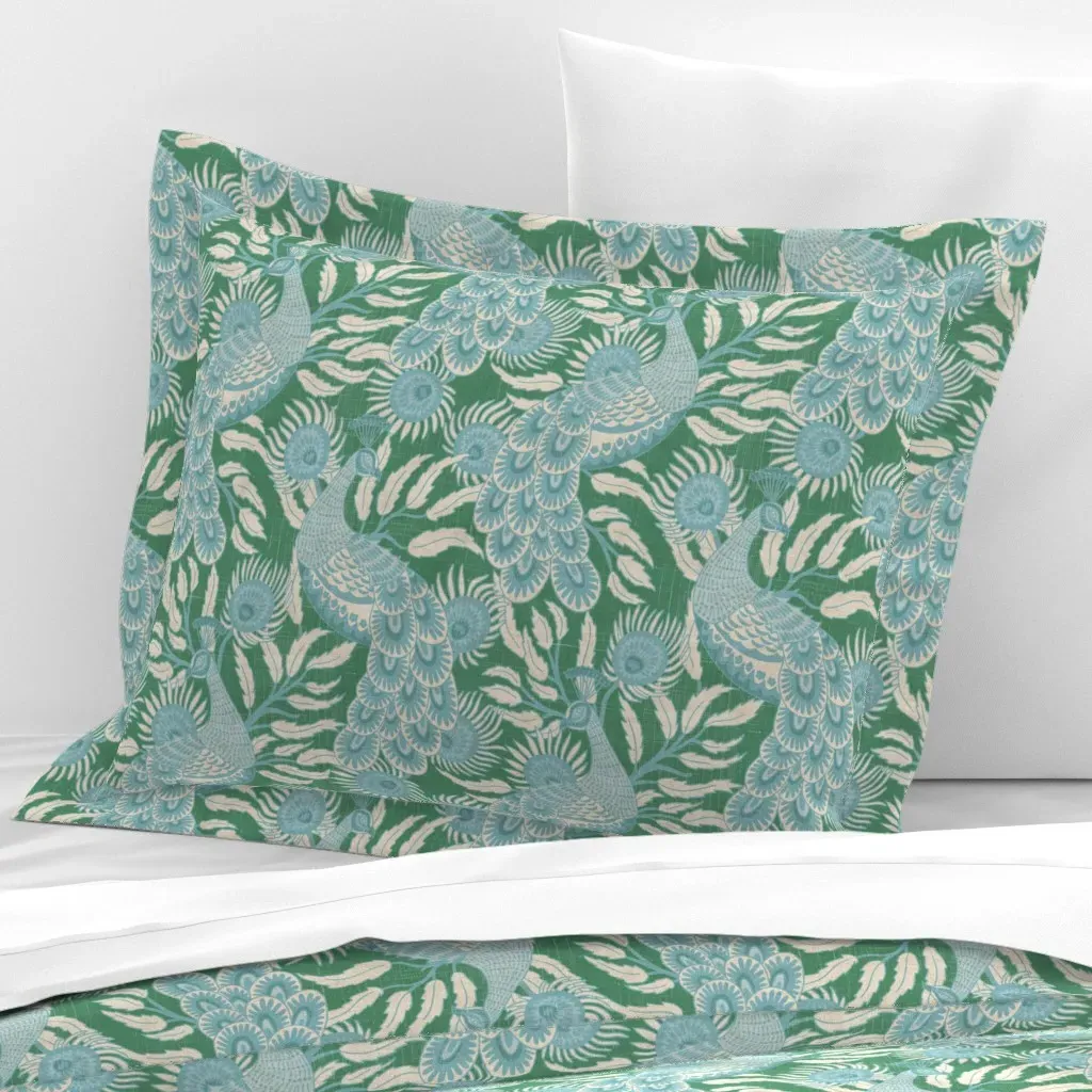 Farmfolk Peacock Standard Flanged Pillowcase - Teal, Cotton Sateen product