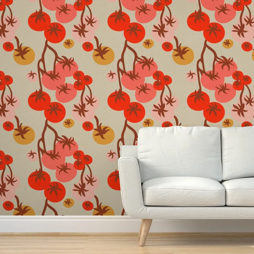 Farmfolk Tomato Garden Peel and Stick Wallpaper - Red product