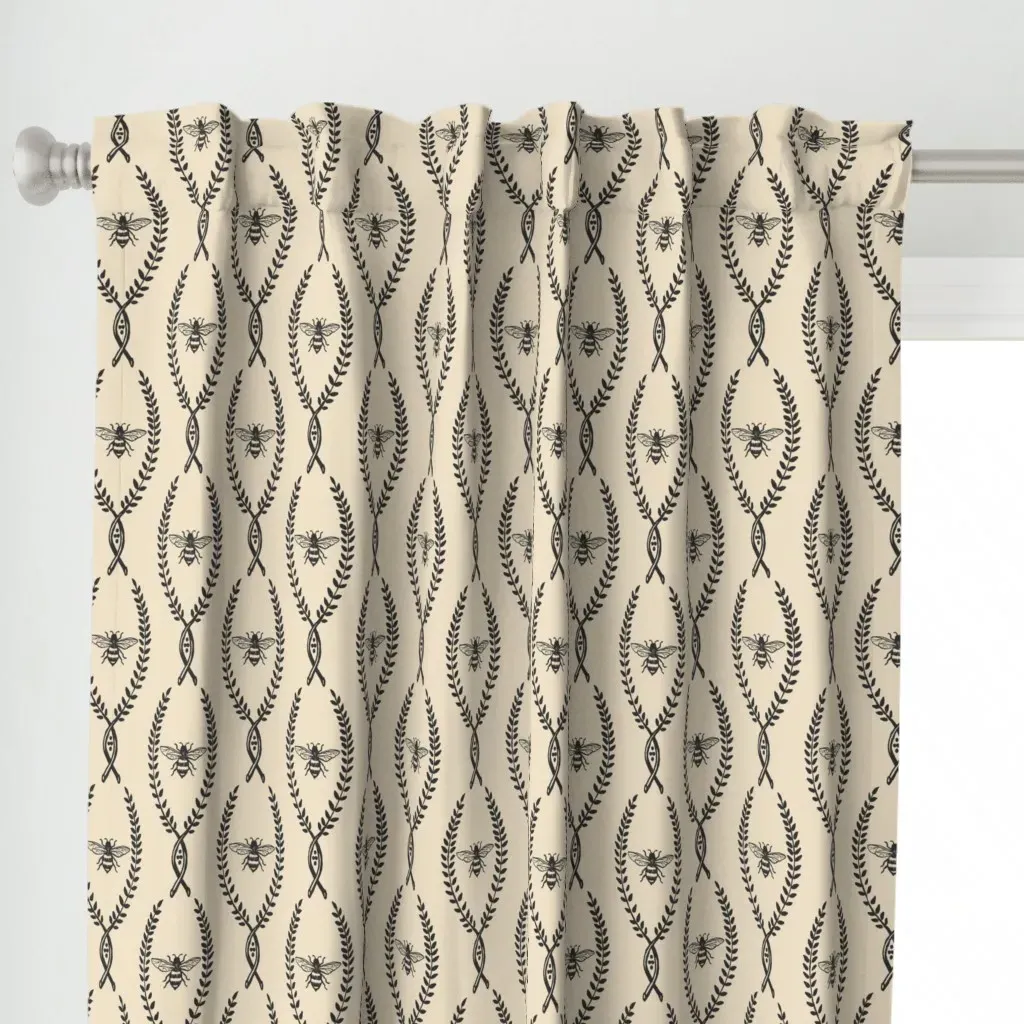 Farmhouse Bee Curtain Panel - Black alternate view