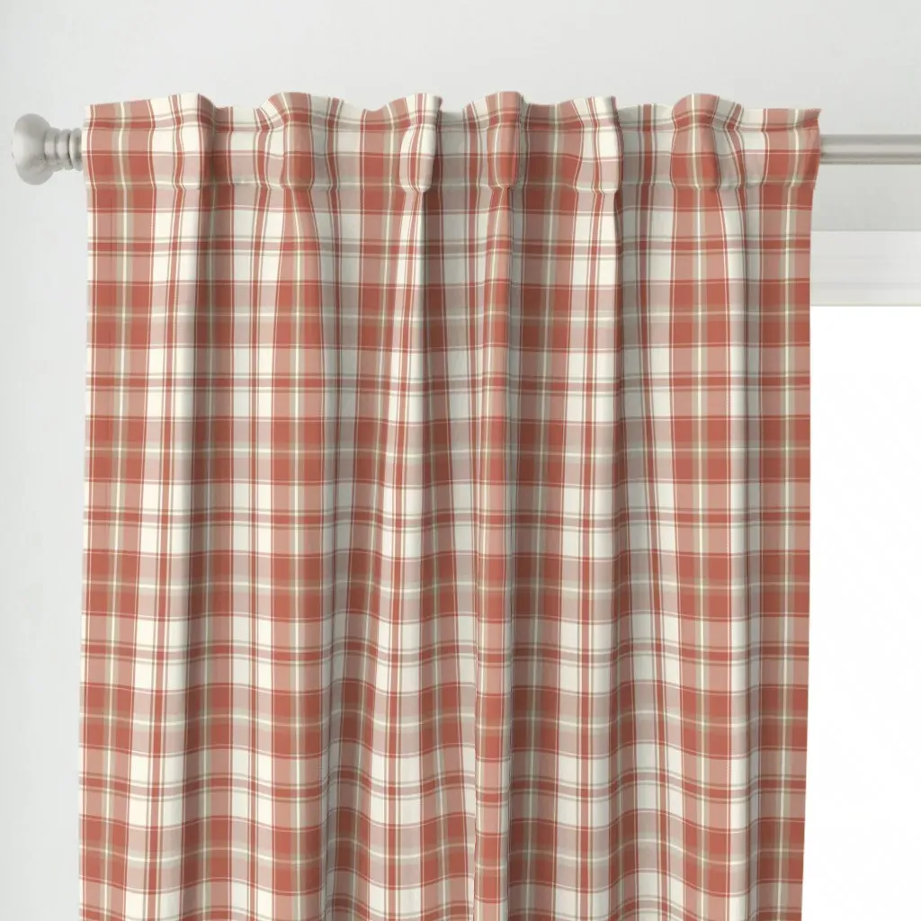 Farmhouse Check Curtain Panel - Rust alternate view