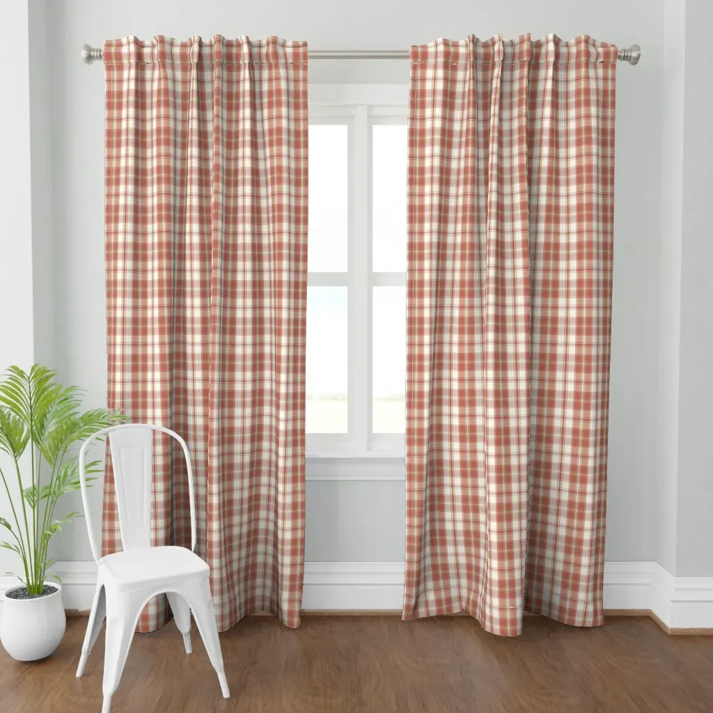 Farmhouse Check Curtain Panel - Rust product