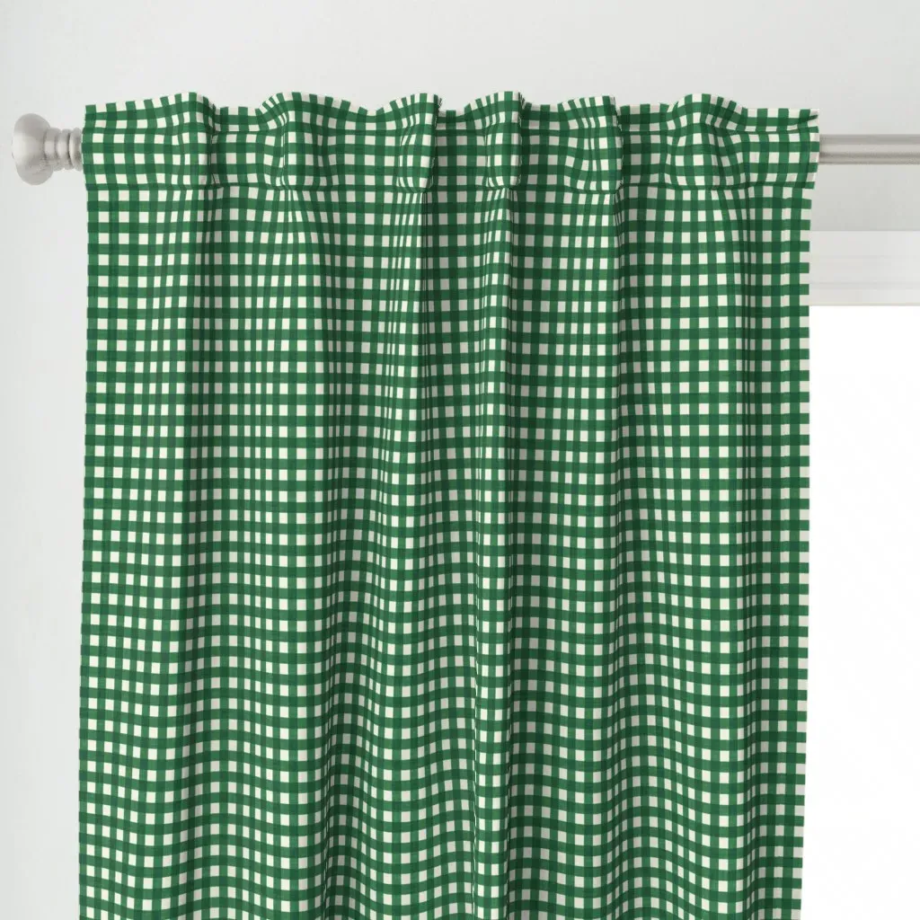 Farmhouse Curtain Panel - Green, White alternate view