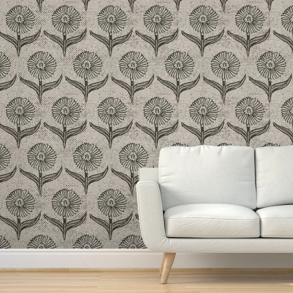 Farmhouse Dahlia Peel and Stick Wallpaper - Dark Gray product
