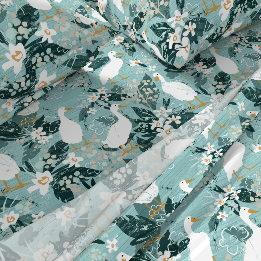 Farmhouse Ducks Twin Sheet Set - White alternate view