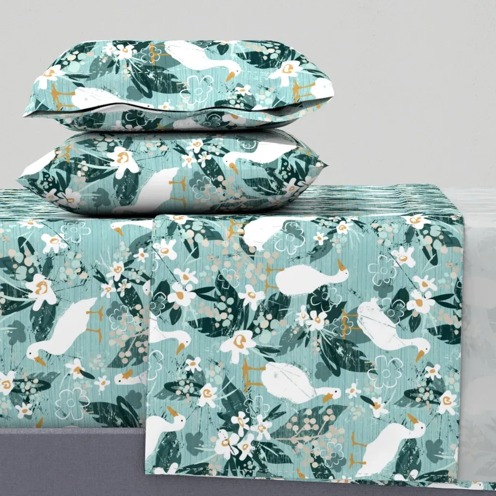 Farmhouse Ducks Twin Sheet Set - White product