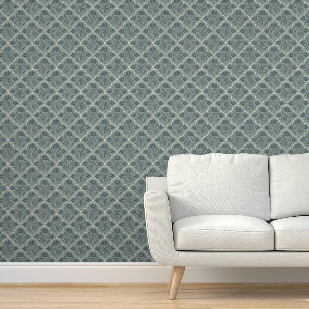 Farmhouse Floral Large Peel and Stick Wallpaper - Dusty Blue product