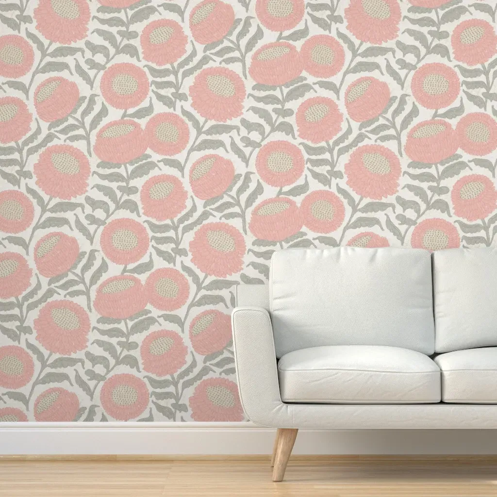 Farmhouse Folk Floral Blooms Peel and Stick Wallpaper - Pink product