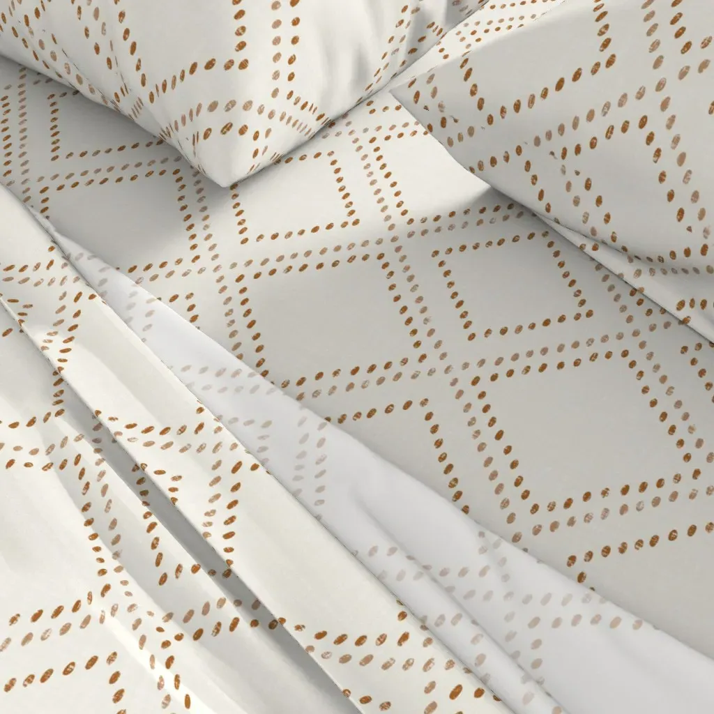 Farmhouse Ink Dots Diamond Terracotta King Sheet Set - Brown alternate view
