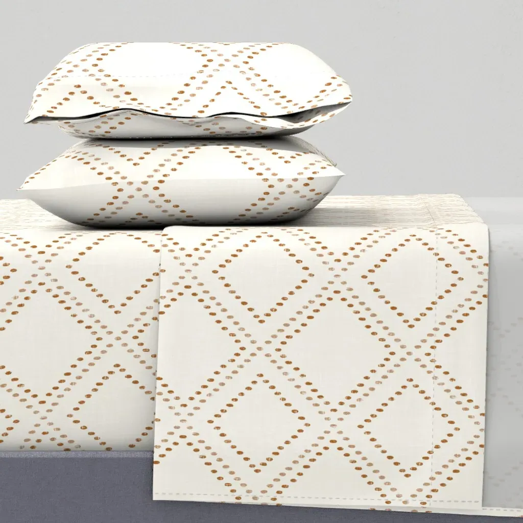 Farmhouse Ink Dots Diamond Terracotta King Sheet Set - Brown product