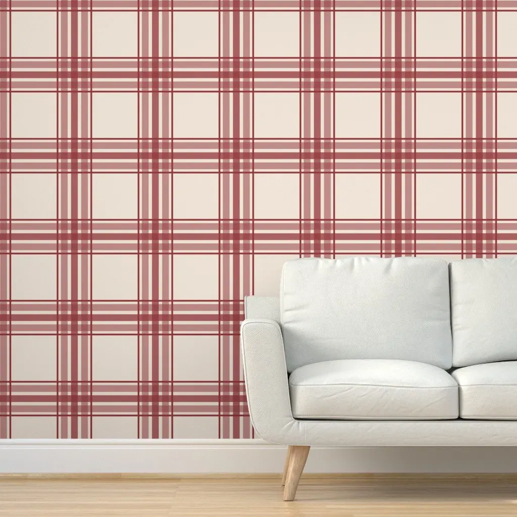 Farmhouse Plaid Peel and Stick Wallpaper - Brick Red, Cream product