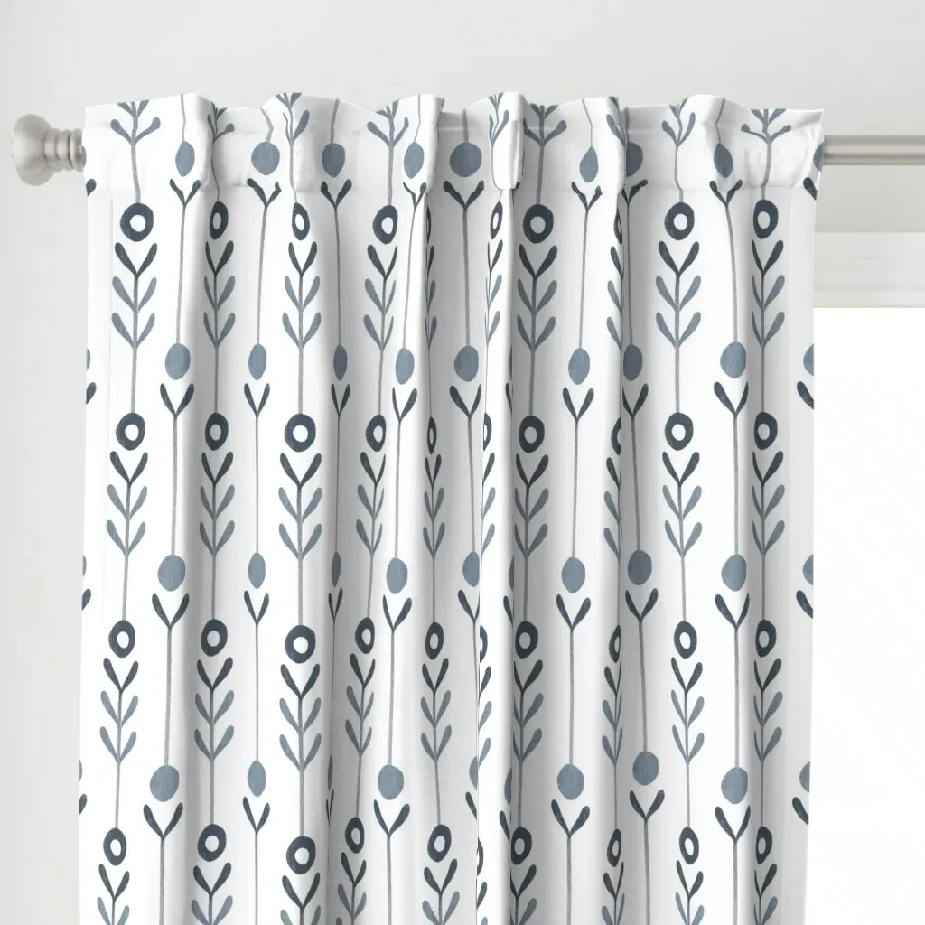 Farmhouse White Curtain Panel - Dusty Blue alternate view