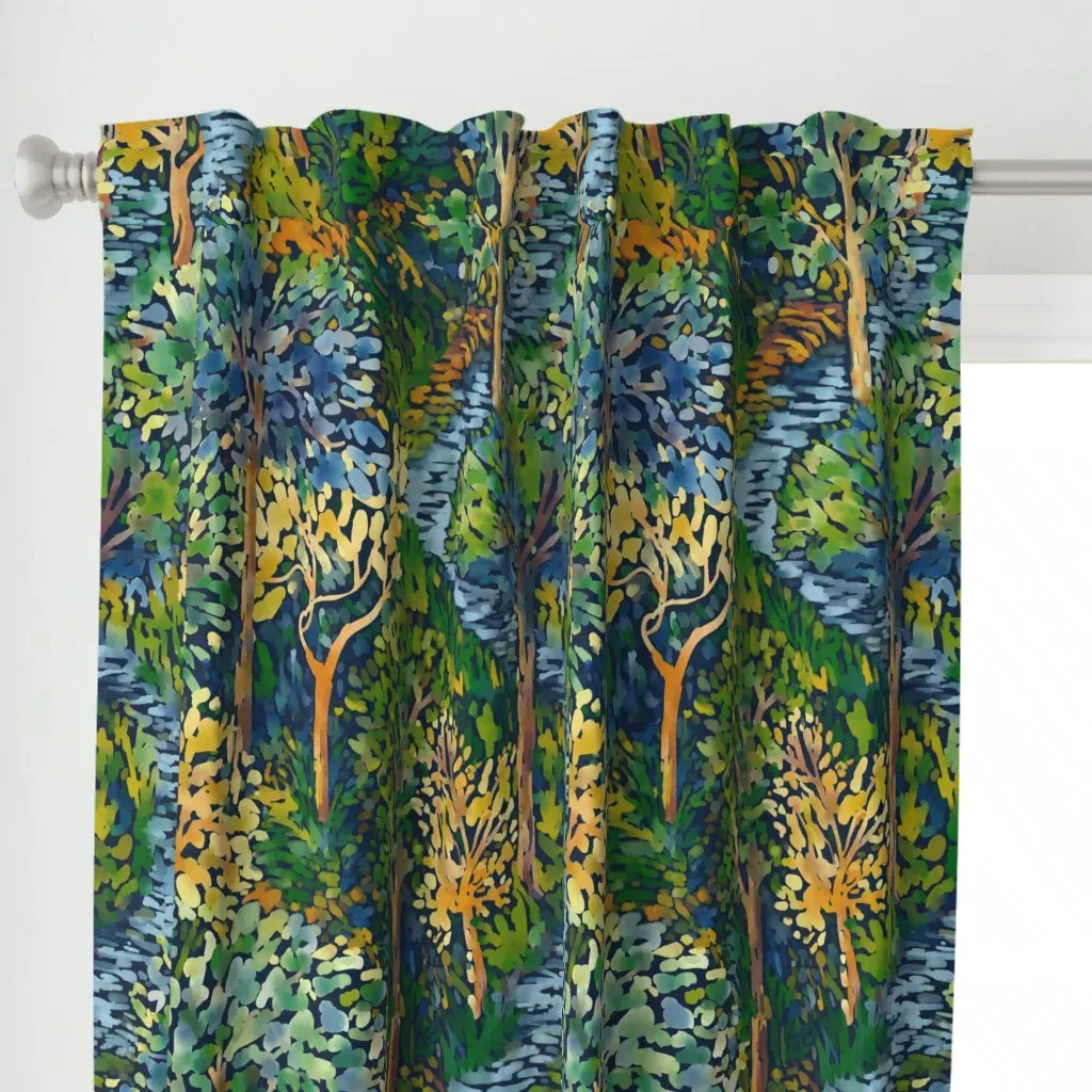 Fauvist Forest Biome Curtain Panel - Green alternate view