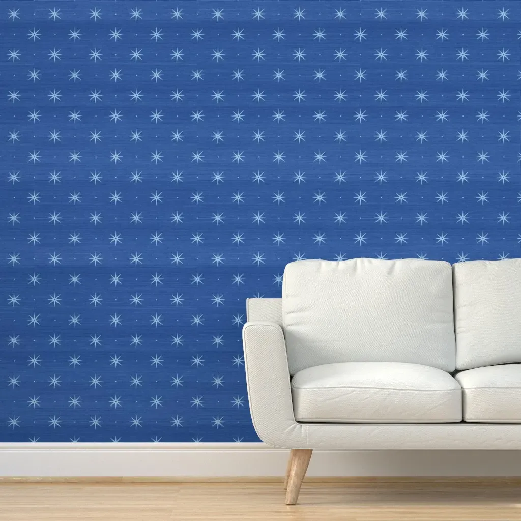 Faux Grasscloth Dotty Stars Peel and Stick Wallpaper - Cobalt Blue product