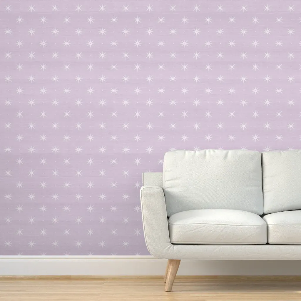Faux Grasscloth Dotty Stars Peel and Stick Wallpaper - Lilac, White product