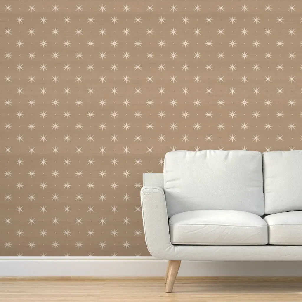 Faux Grasscloth Dotty Stars Peel and Stick Wallpaper - Soft Brown product