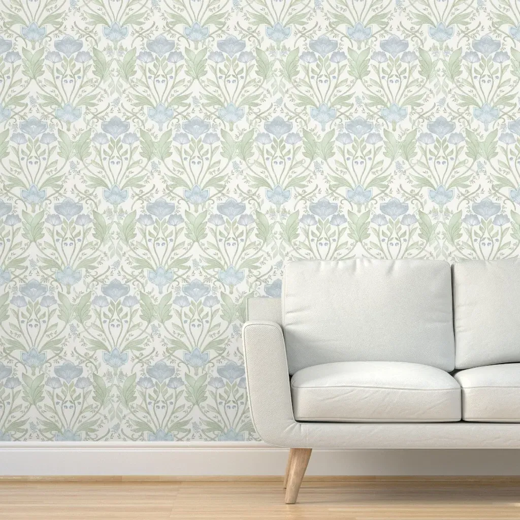 Faye Morris Art Nouveau Floral Damask Peel and Stick Wallpaper - Blue product