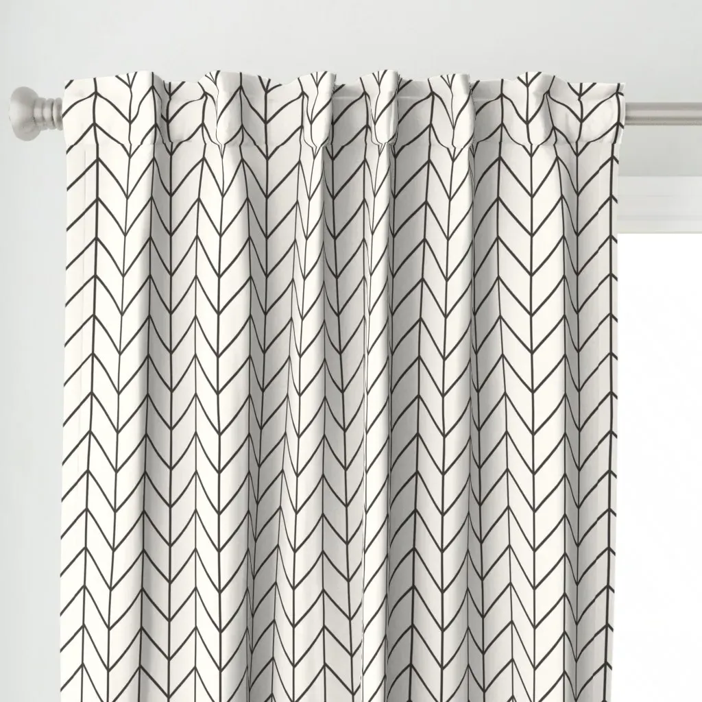 Feather Chevron Curtain Panel - Black alternate view