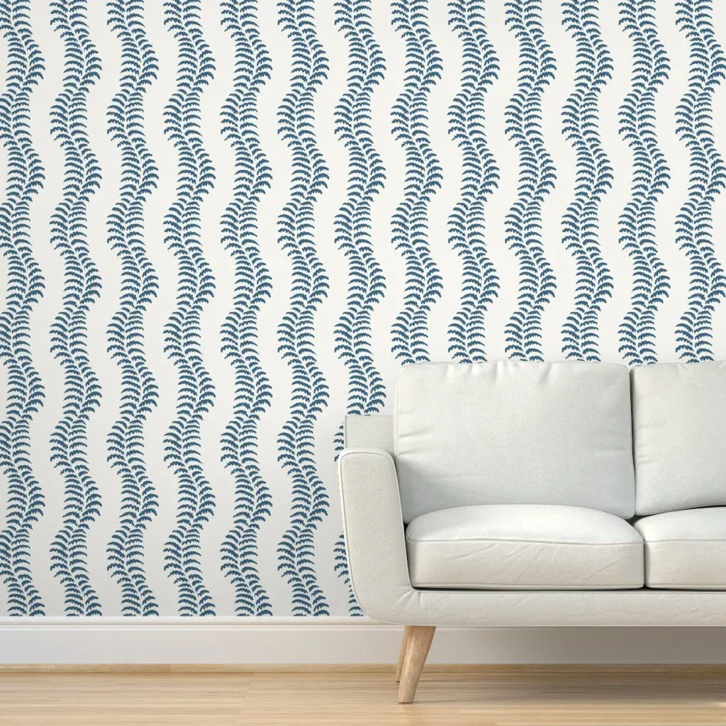 Feather Fern Peel and Stick Wallpaper - Midnight Blue product