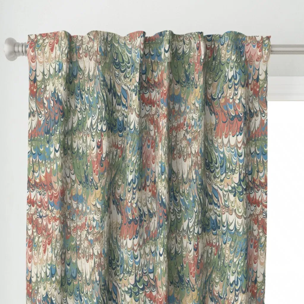 Feather Marble Curtain Panel - Green alternate view