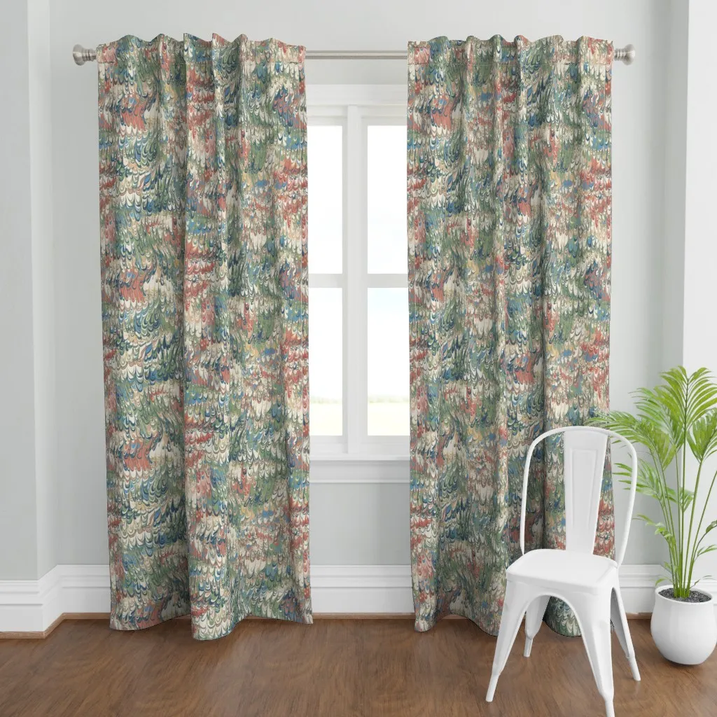 Feather Marble Curtain Panel - Green product