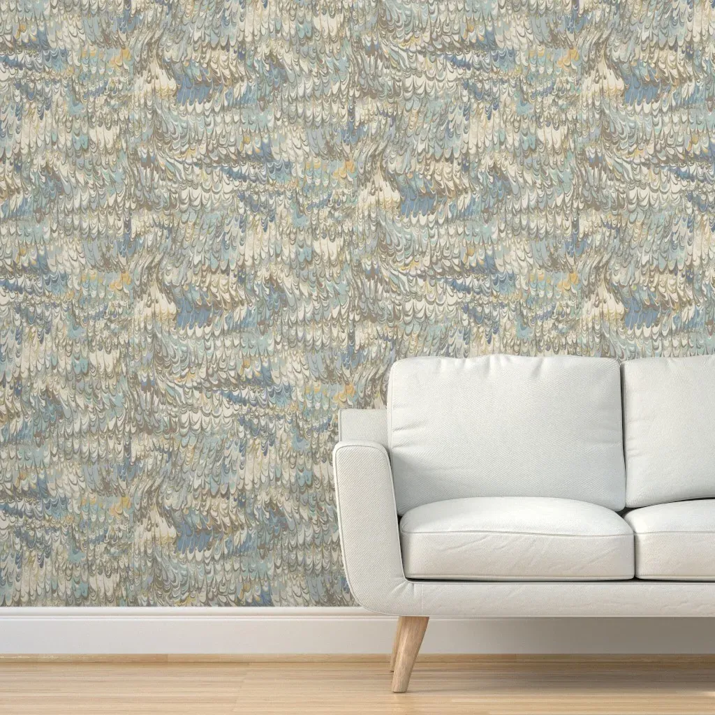 Feather Marble Peel and Stick Wallpaper - Blue product