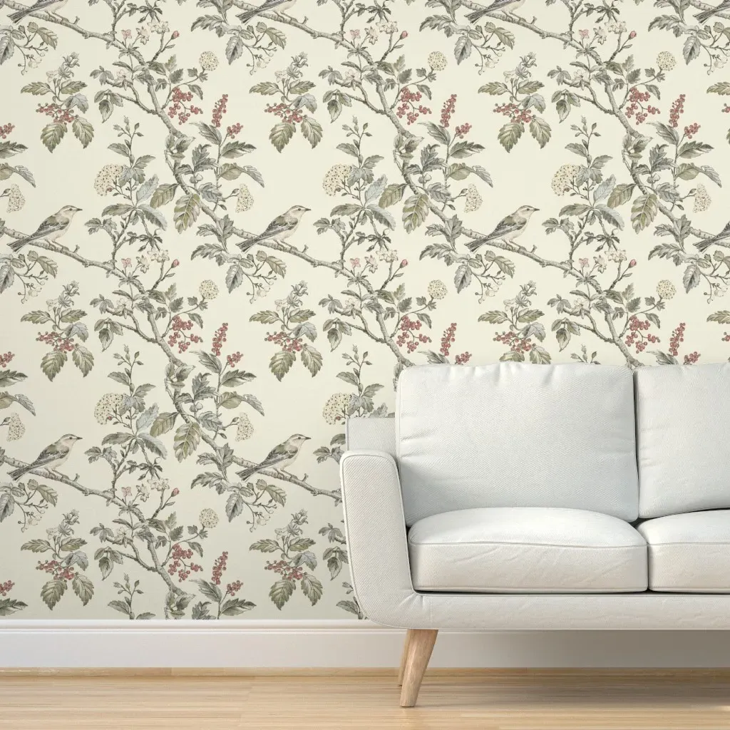 Feathered Finery Chinoiserie Peel and Stick Wallpaper - Cream product
