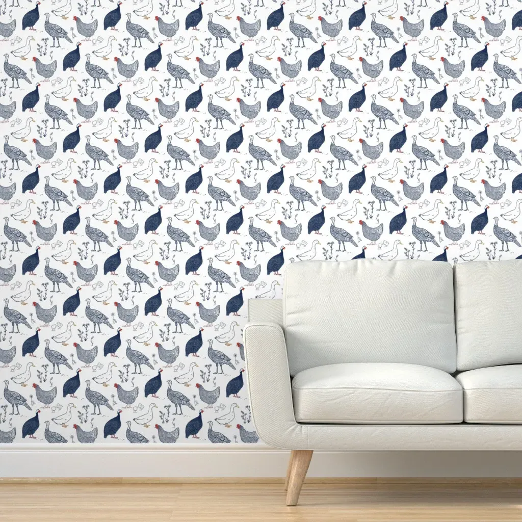 Feathered Friends Peel and Stick Wallpaper - Navy Blue product