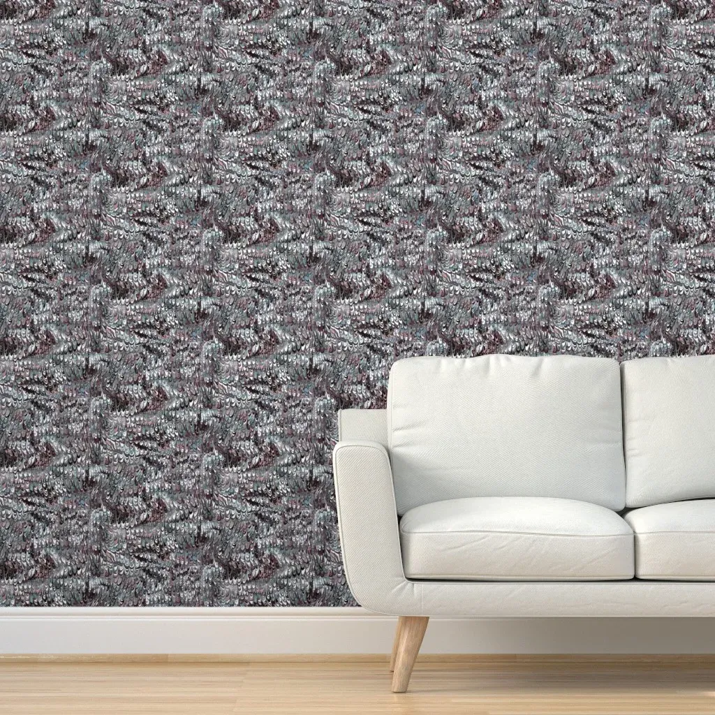 Feathered Marble Peel and Stick Wallpaper - Gray product