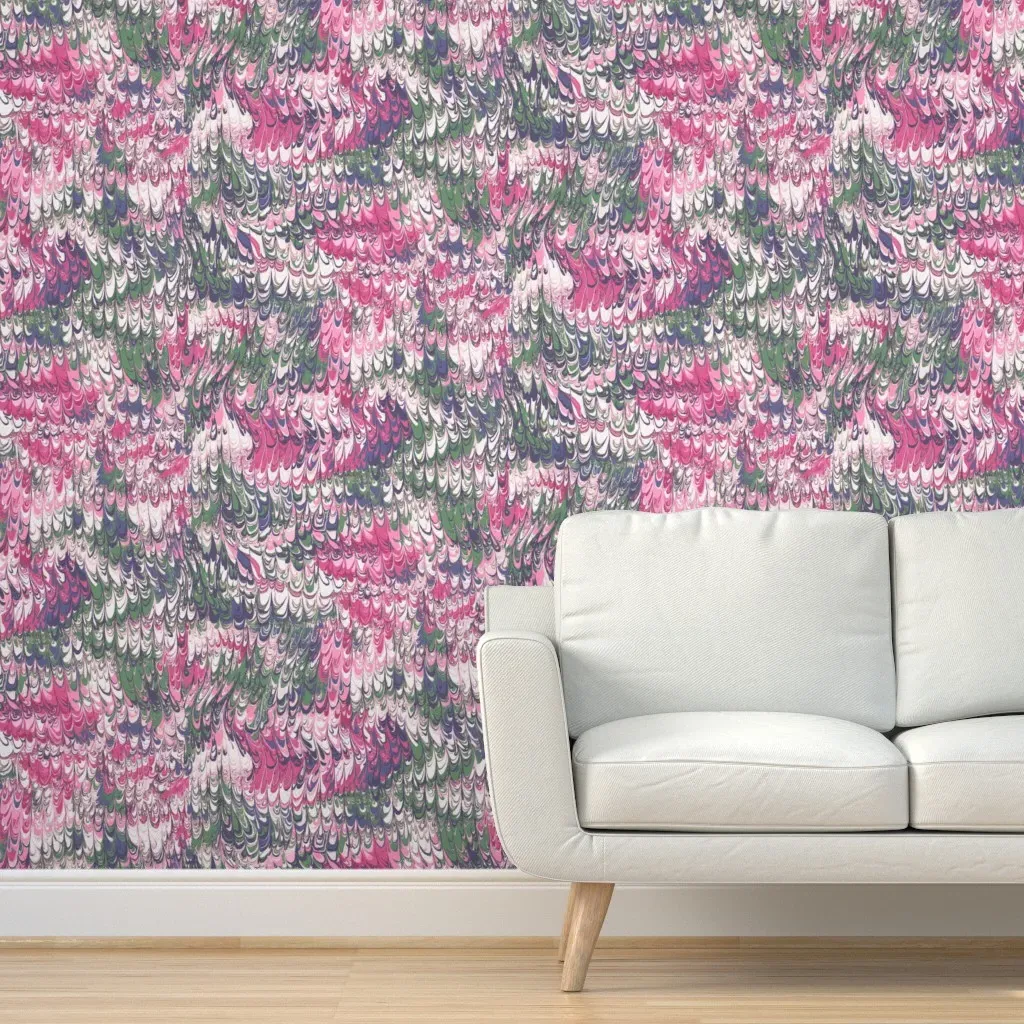 Feathered Marble Peel and Stick Wallpaper - Pink product