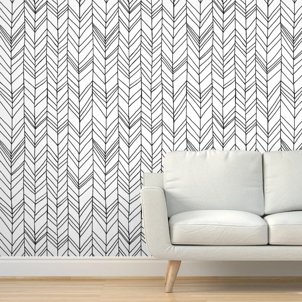Featherland Large Peel and Stick Wallpaper - White/Black product