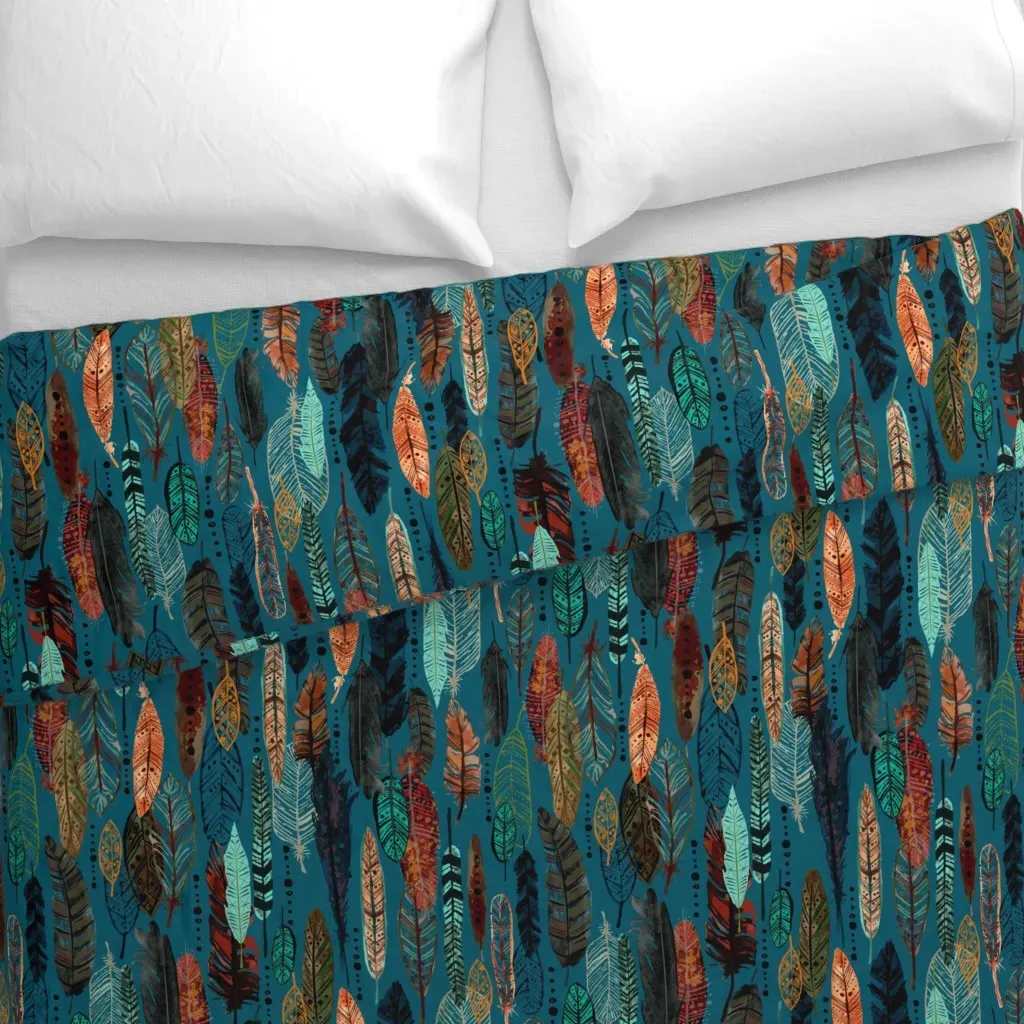Feathers Duvet Cover - Teal alternate view