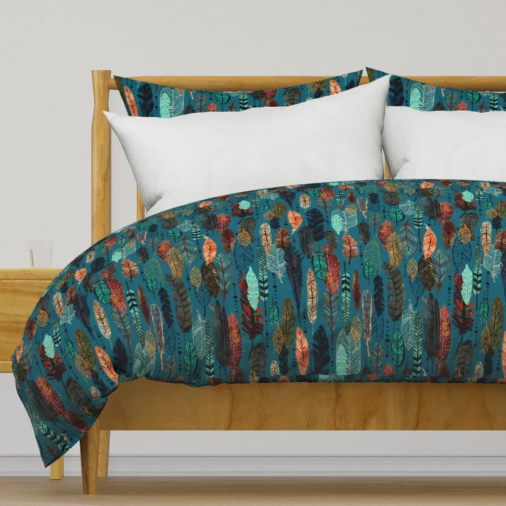 Feathers Duvet Cover - Teal product