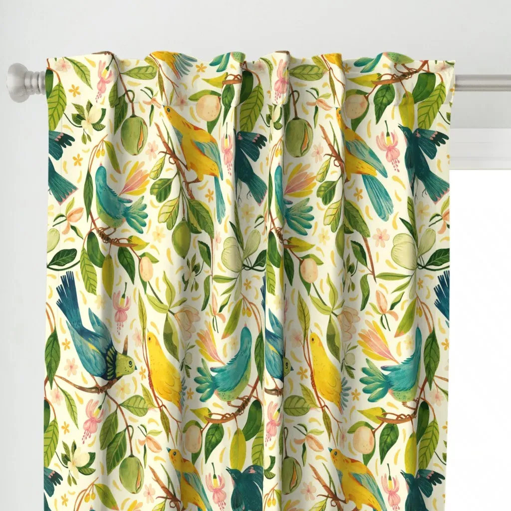 Feathers On The Wind Curtain Panel - Yellow alternate view