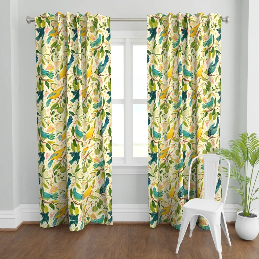 Feathers On The Wind Curtain Panel - Yellow product