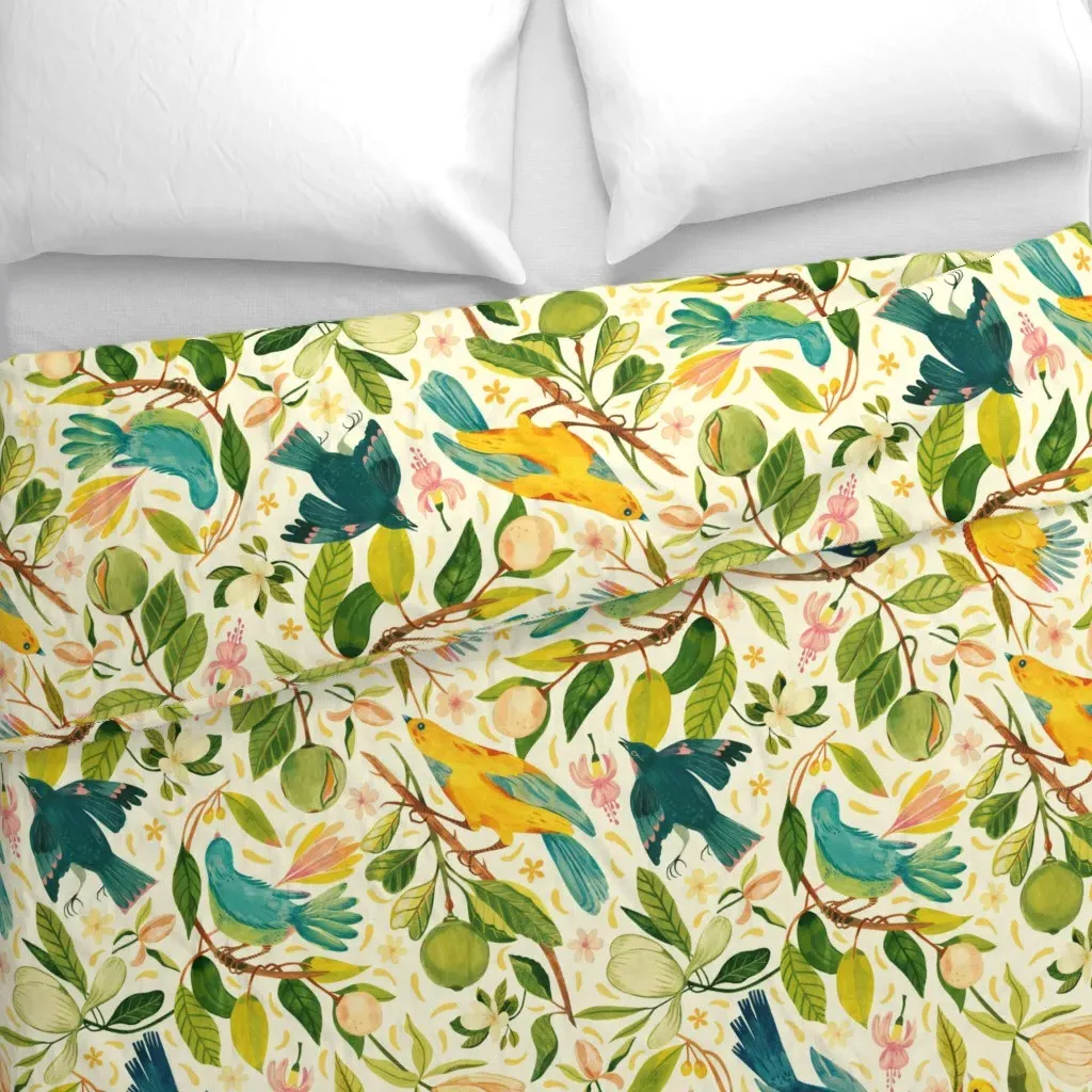 Feathers On The Wind Duvet Cover - Yellow alternate view